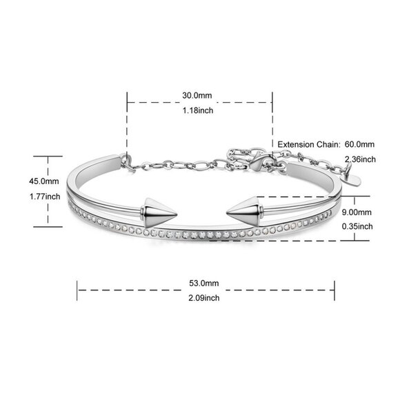 NWOT Beautiful arrows with Bling double row Silver Bracelet bangle 2/$25 - Picture 3 of 4